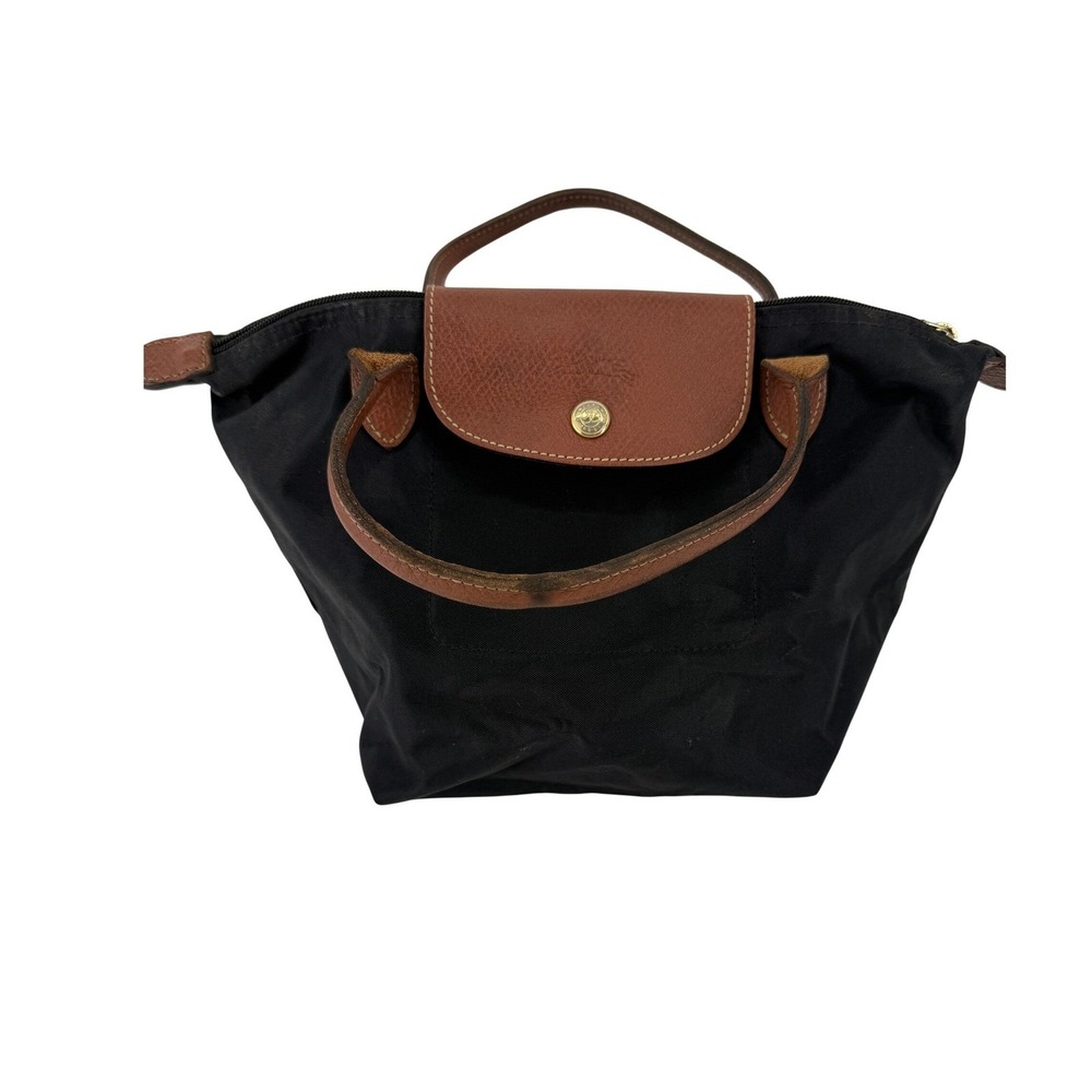 Longchamp Le Pliage Small Tote Bag Black Nylon Leather Trim 1621089001